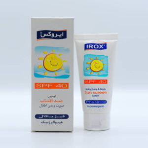 لوسیون ضد آفتاب فیزیکال صورت و بدن اطفالSPF40 برند ایروکس IROX